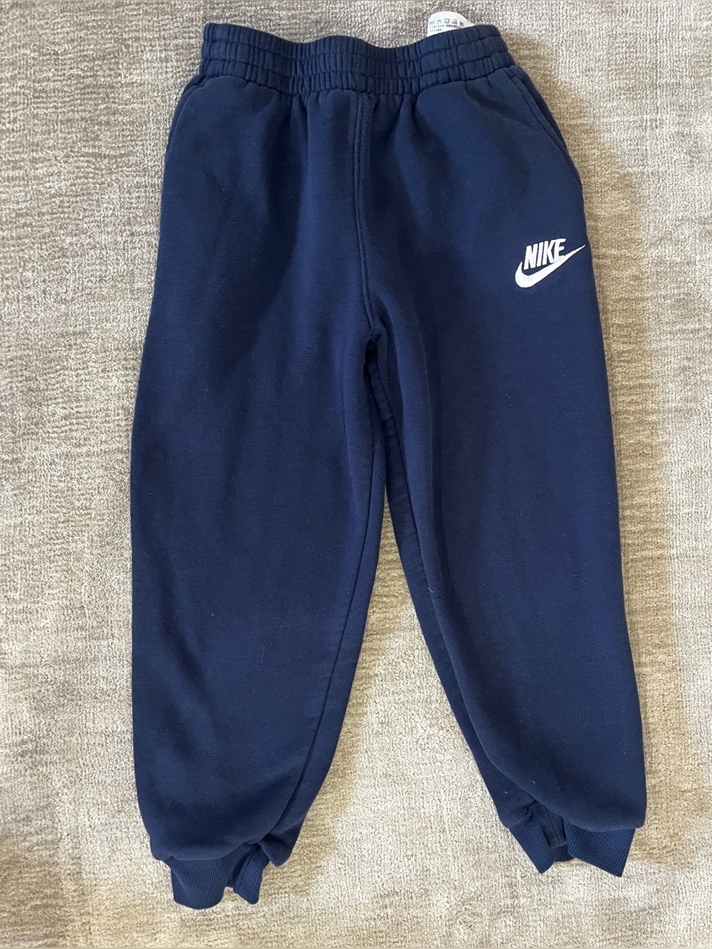 Nike Kids Navy Sweat JoggersSize 6-7 Embroidered Logo